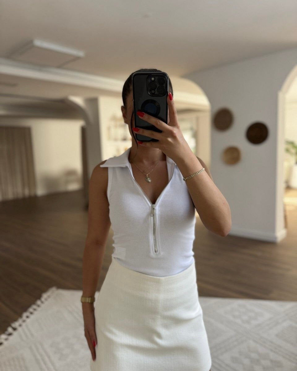 White Zipped Basic