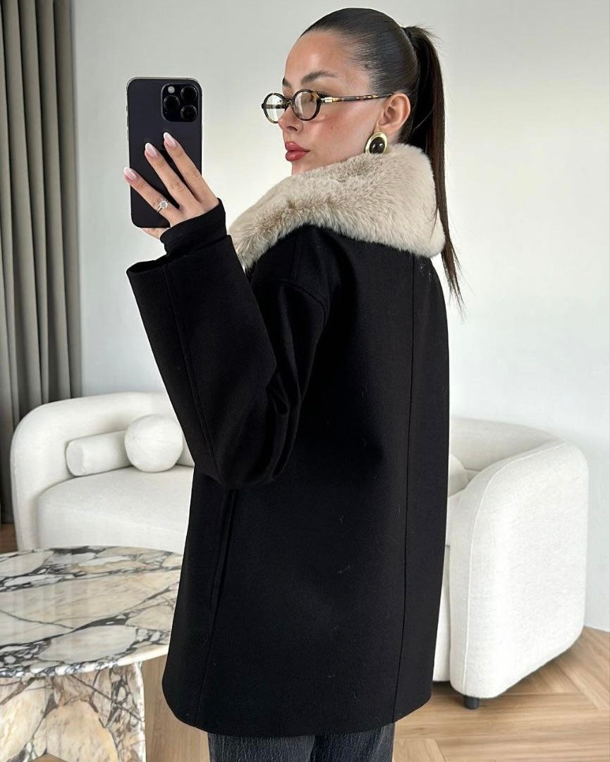 Black Coat with Fur