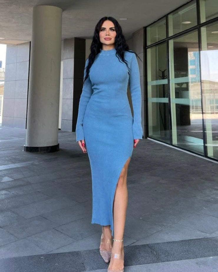 Blue Dress with Slit