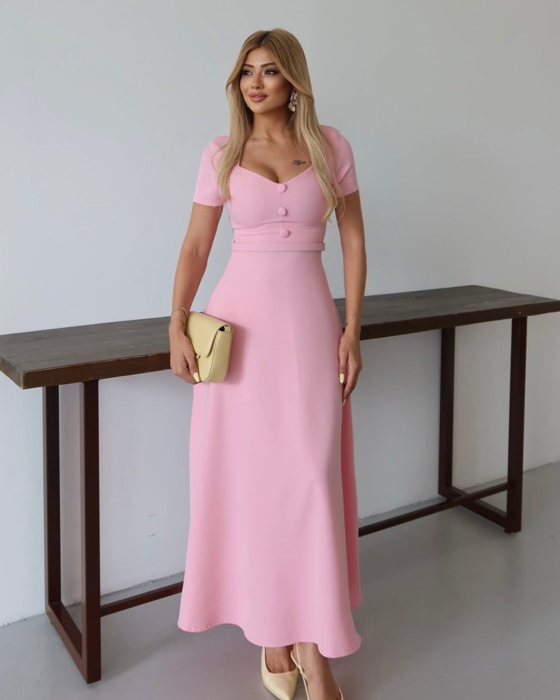 Pink Dress with Belt