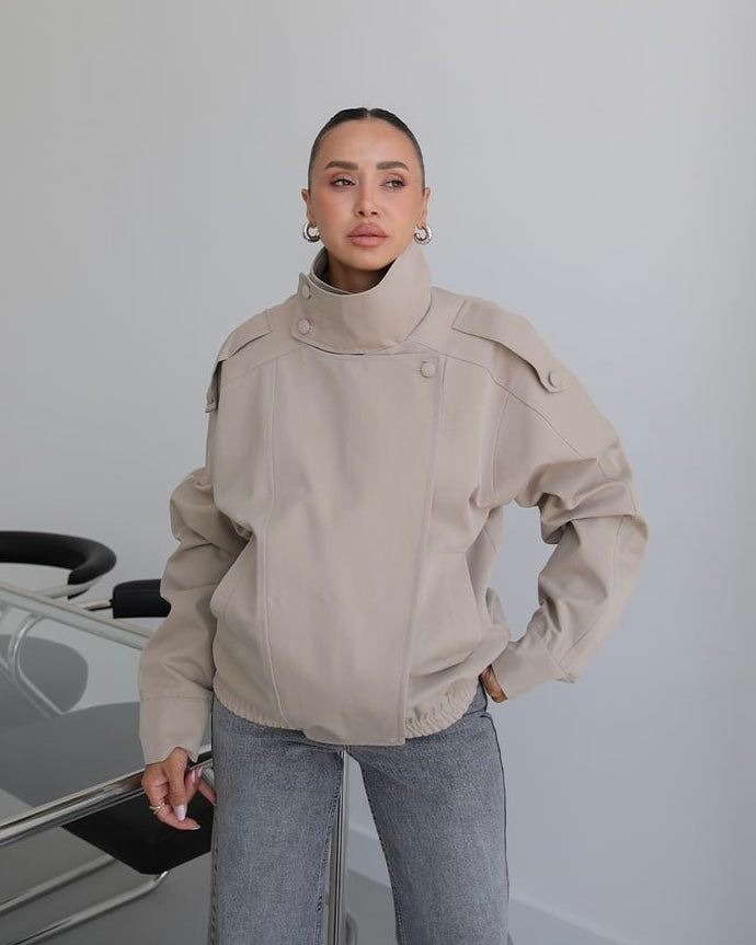 Beige Bomber Jacket