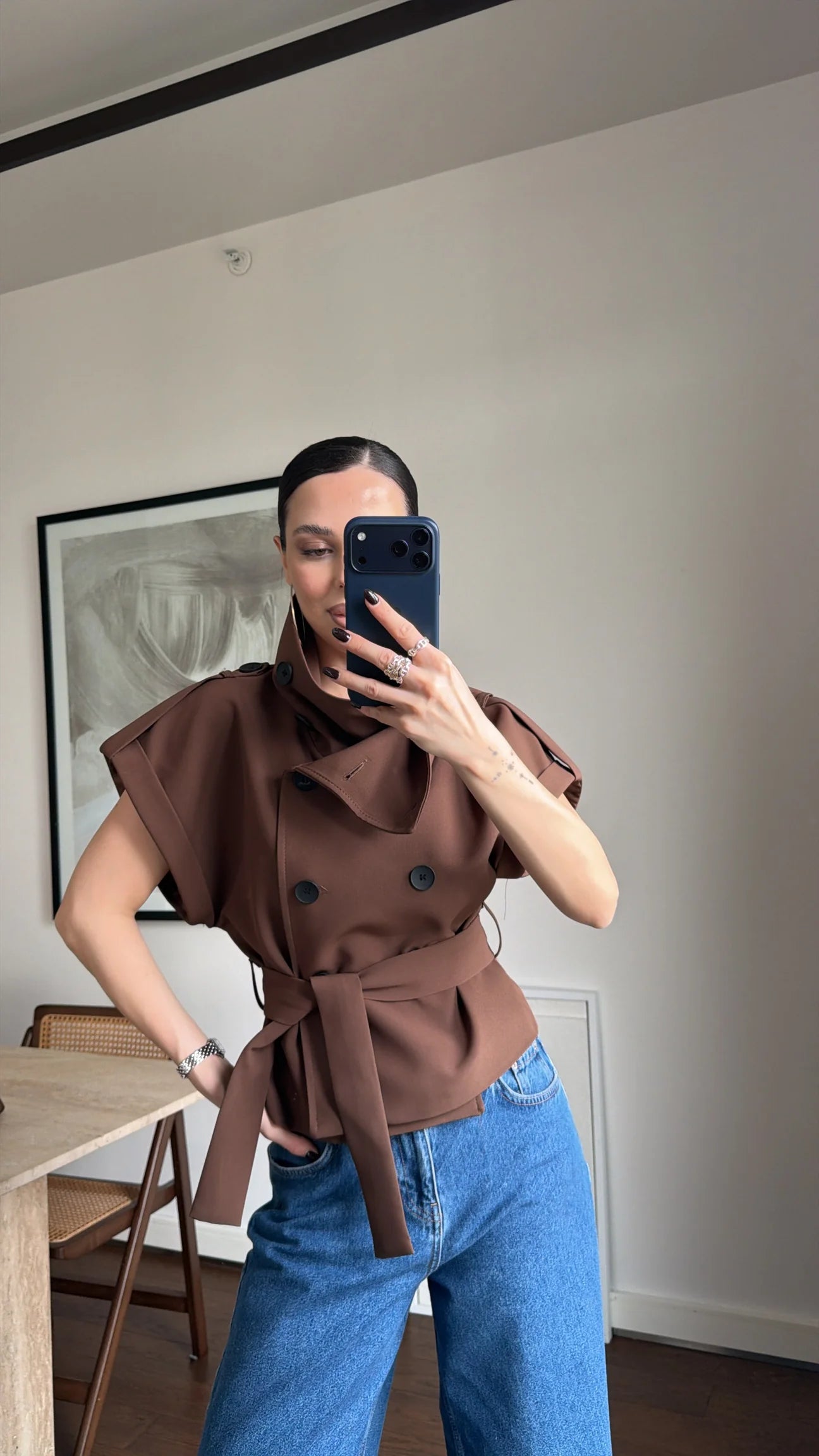 Camel Half Sleeve Shirt