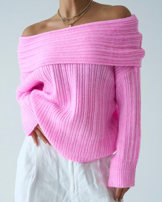Pink Off Shoulder Sweater