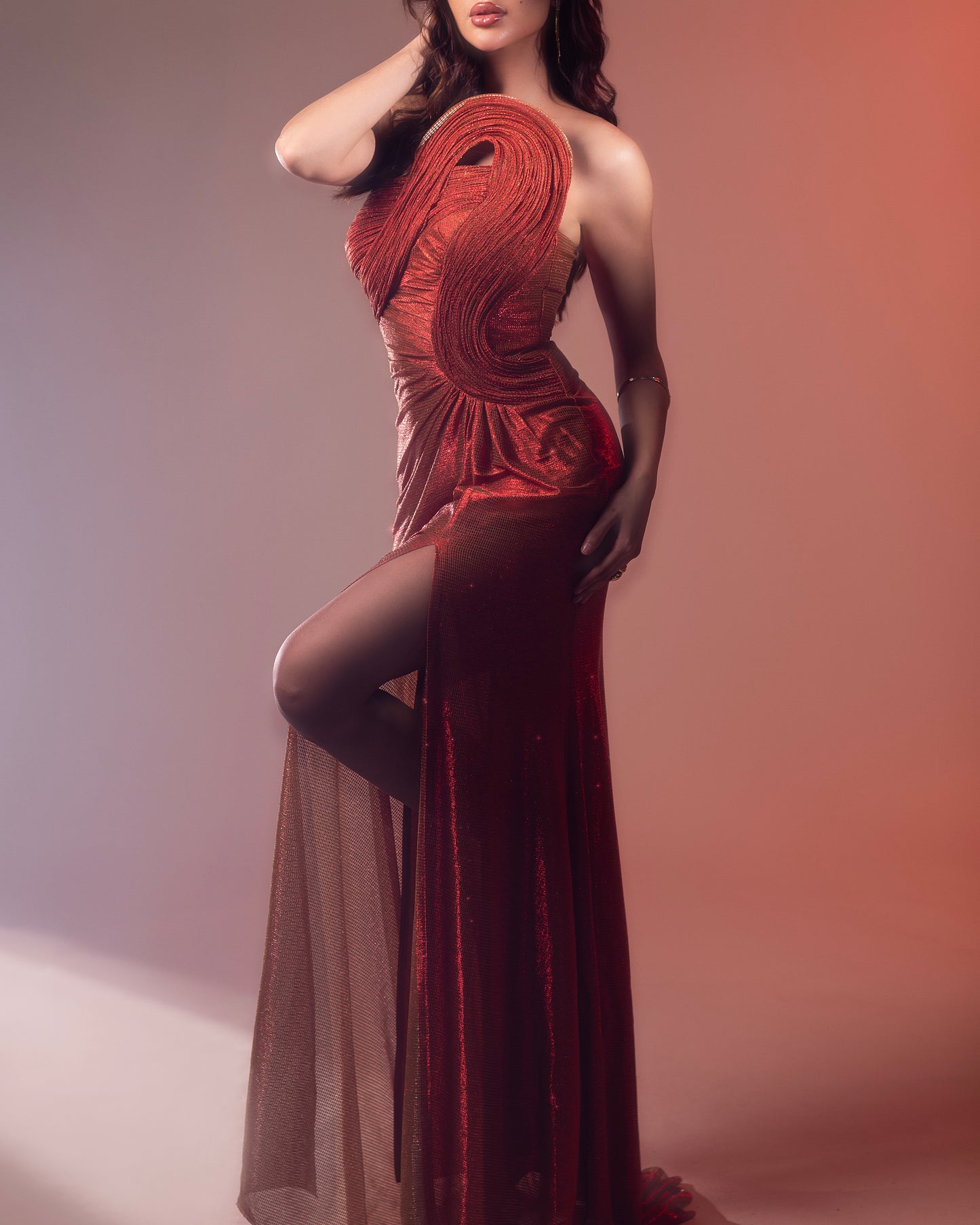 Copper Shoulder Detail Dress