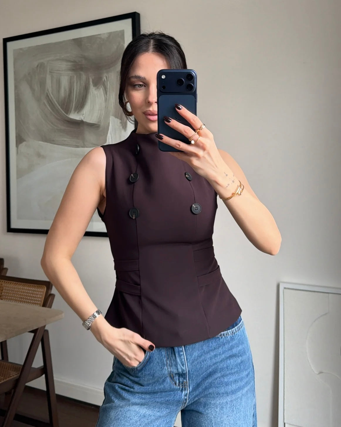 Brown Fitted Vest