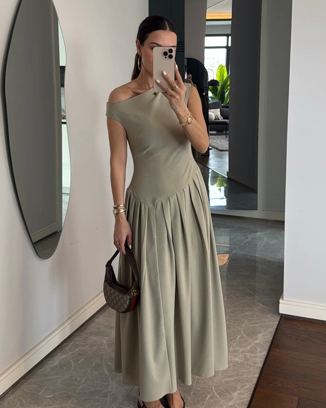 Beige Asymmetrical Dress