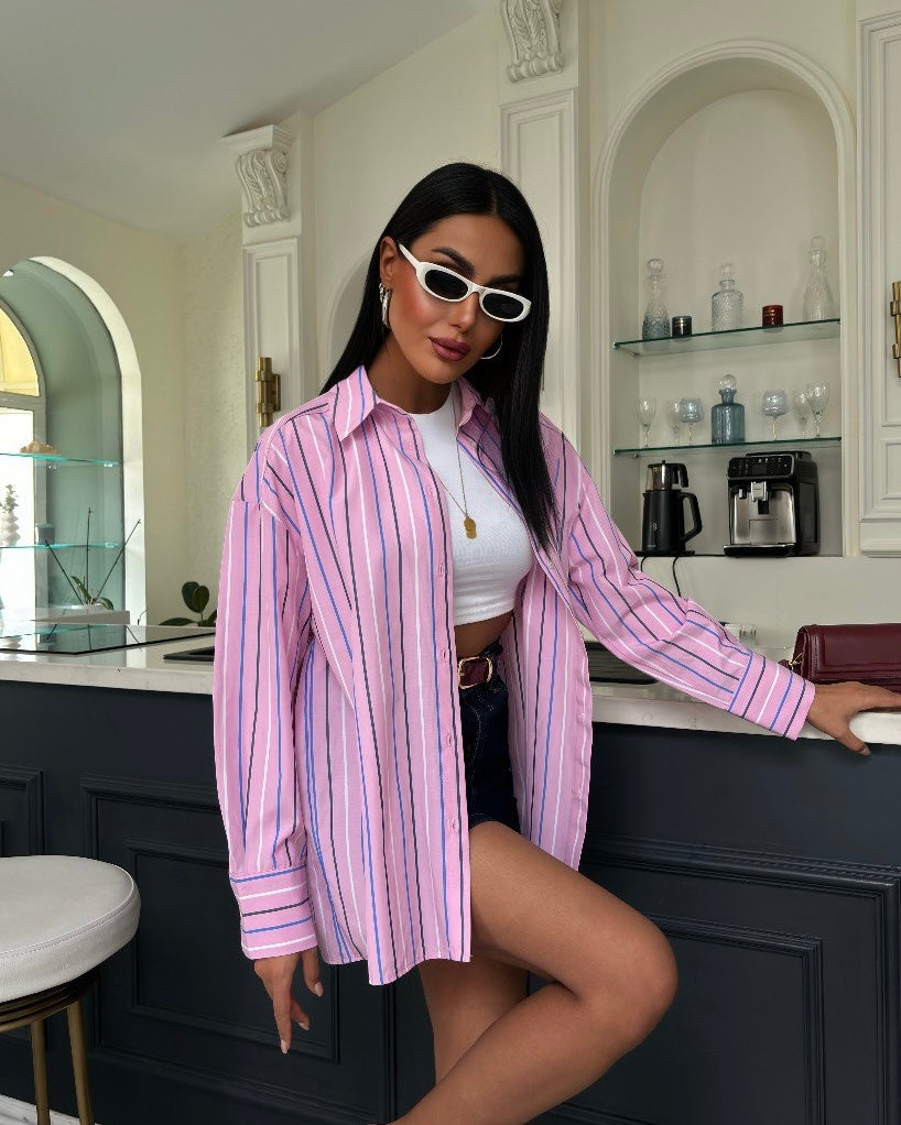 Pink Striped Buttoned Shirt