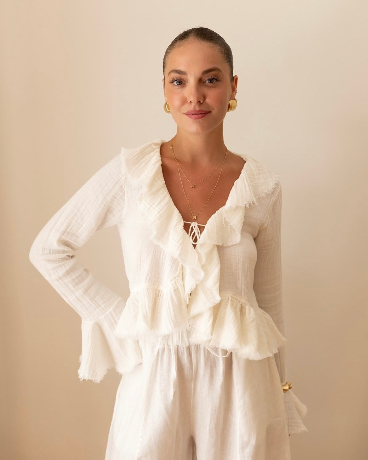 White Ruffle Shirt