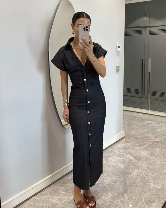 Denim Dress with Buttons