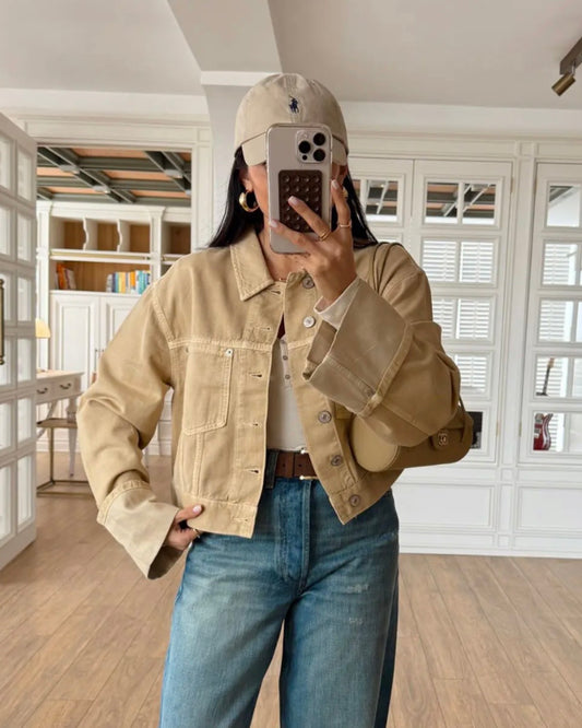 Beige Zara Denim Jacket