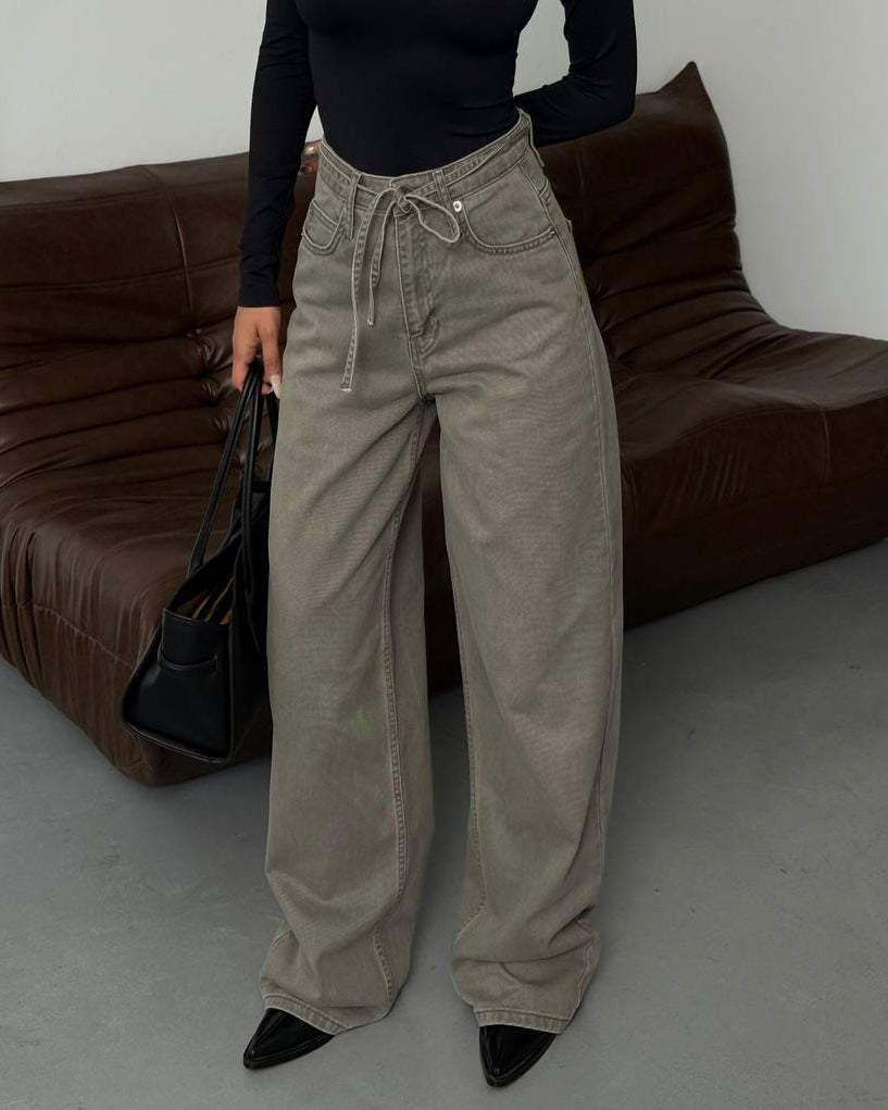 Grey Wide Leg Jeans