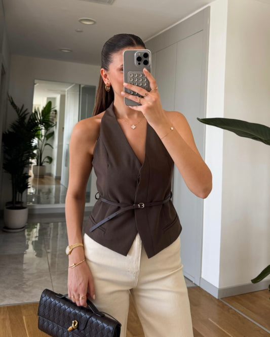 Brown Vest with Belt