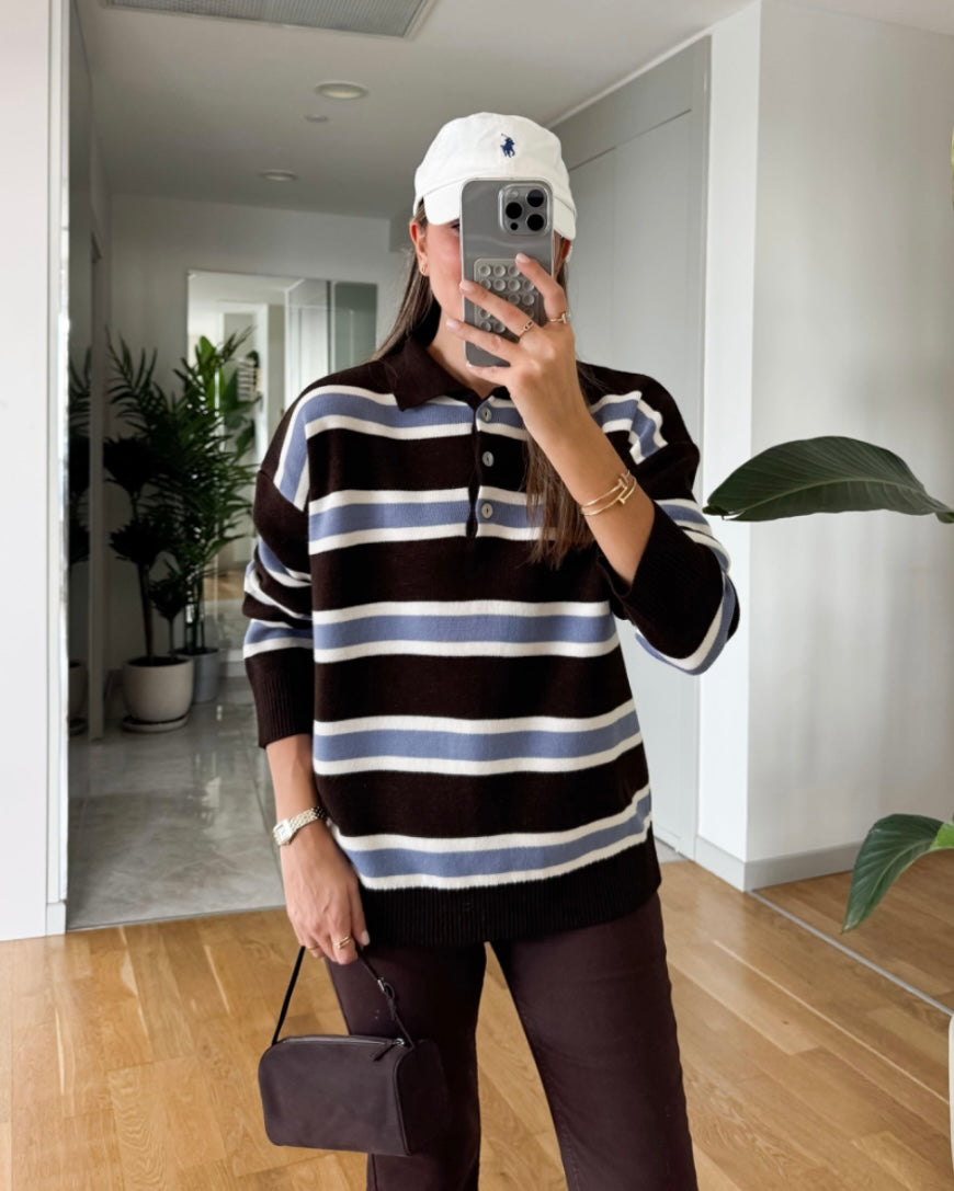 Brown & Blue Striped Sweater