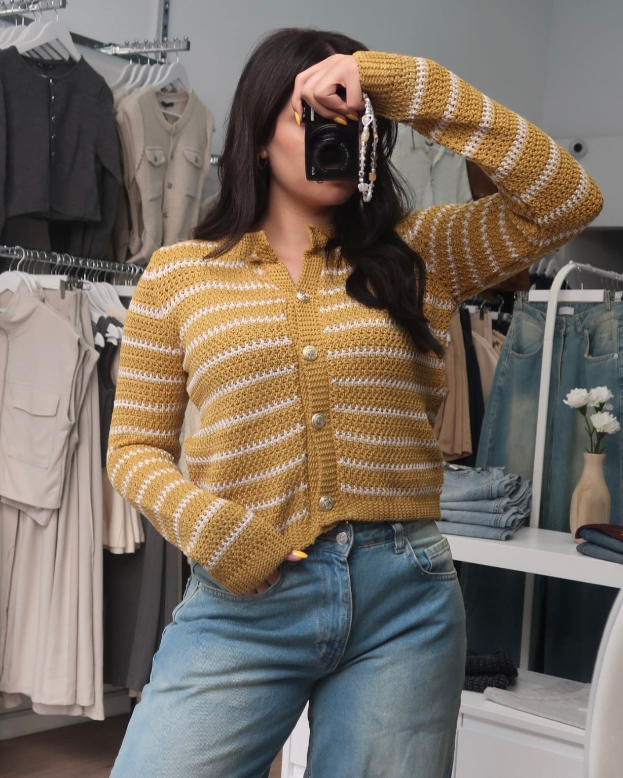 Mustard Striped Cardigan