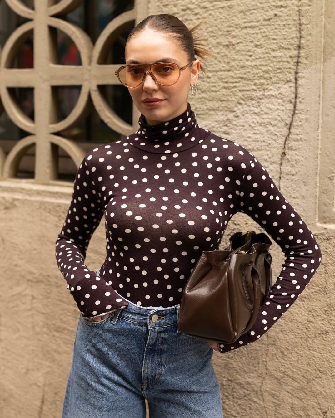 Brown Polka Dot Blouse