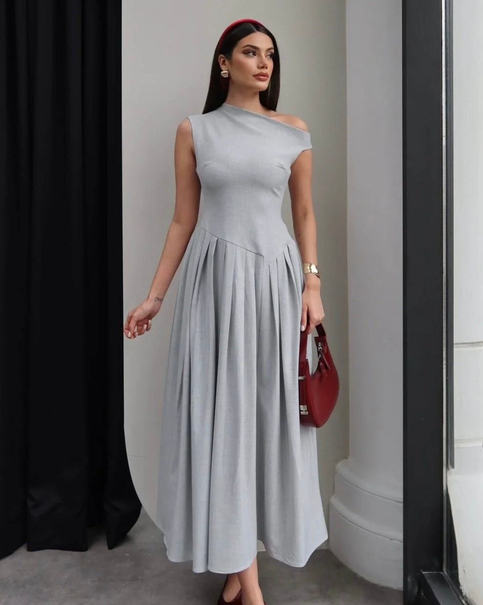 Grey Asymmetrical Dress