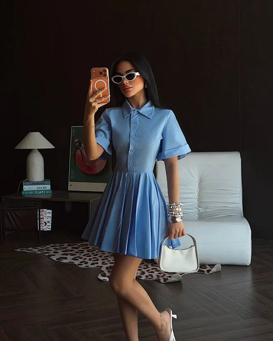 Blue Buttoned Dress