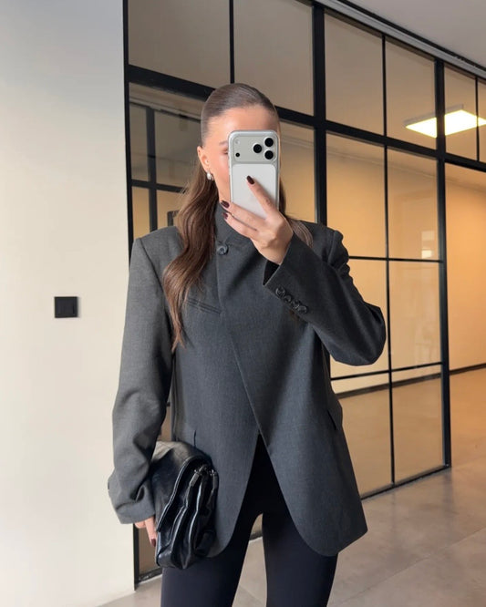 Grey Asymmetrical Blazer