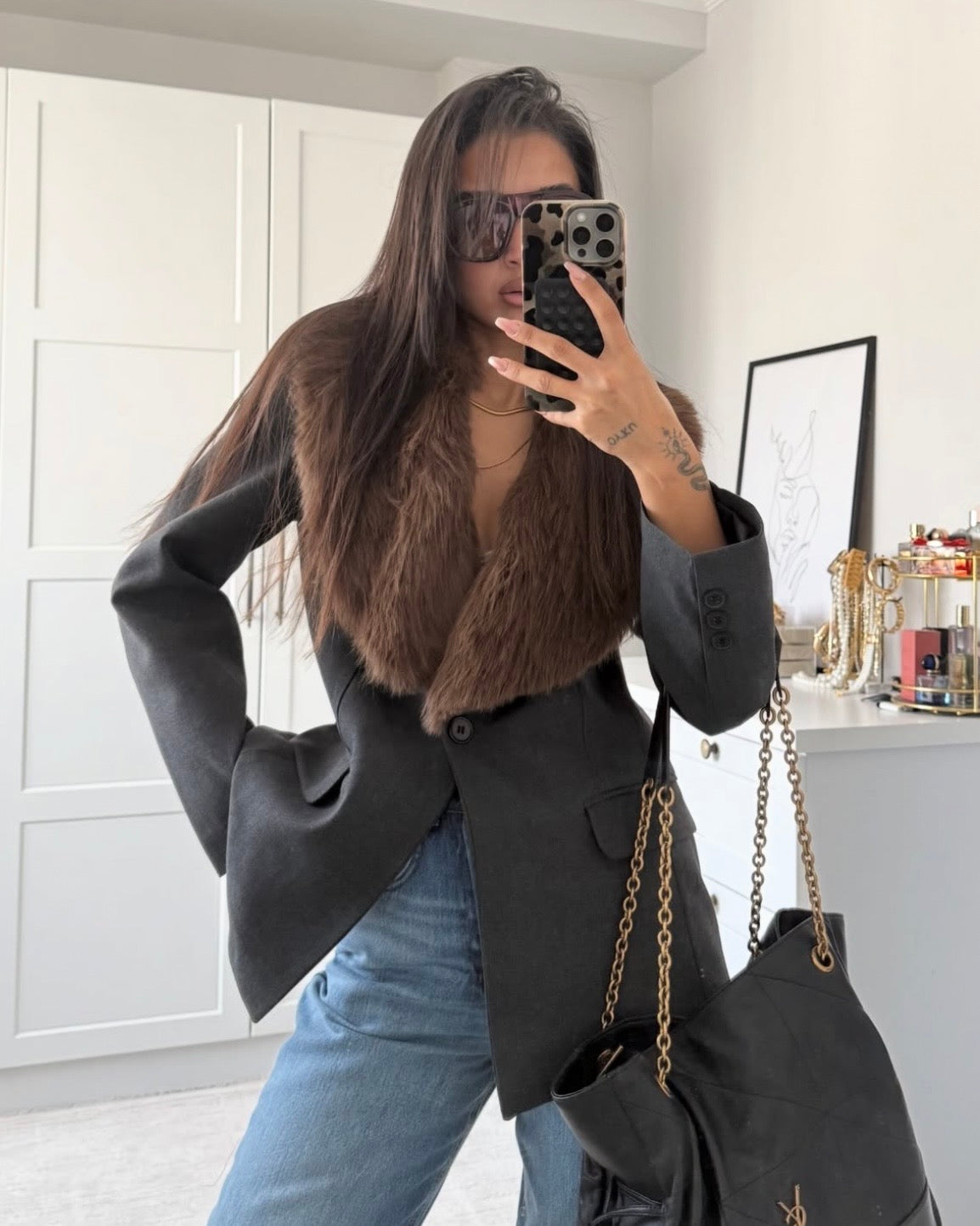 Blazer With Fur Collar