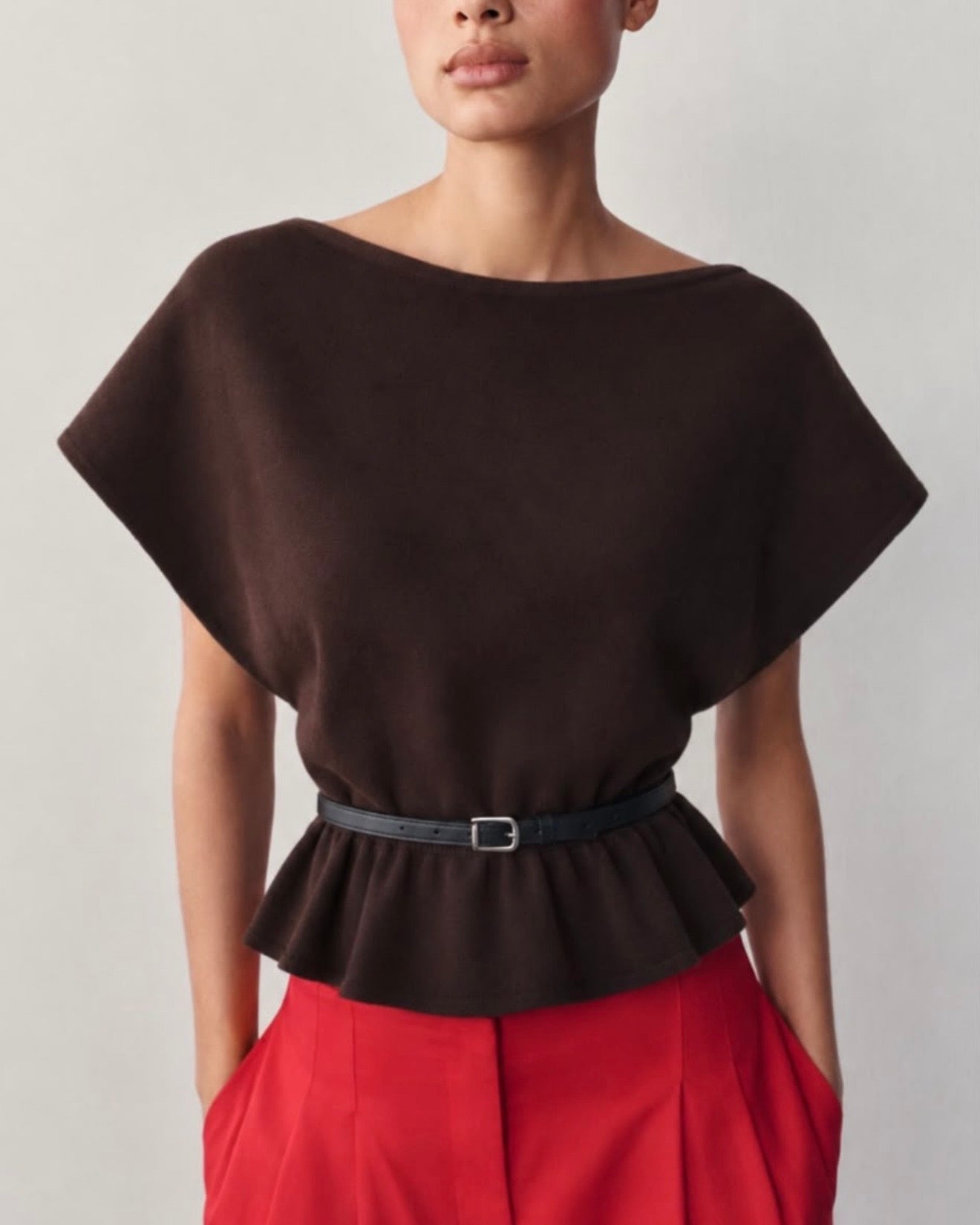 Brown Top with Belt