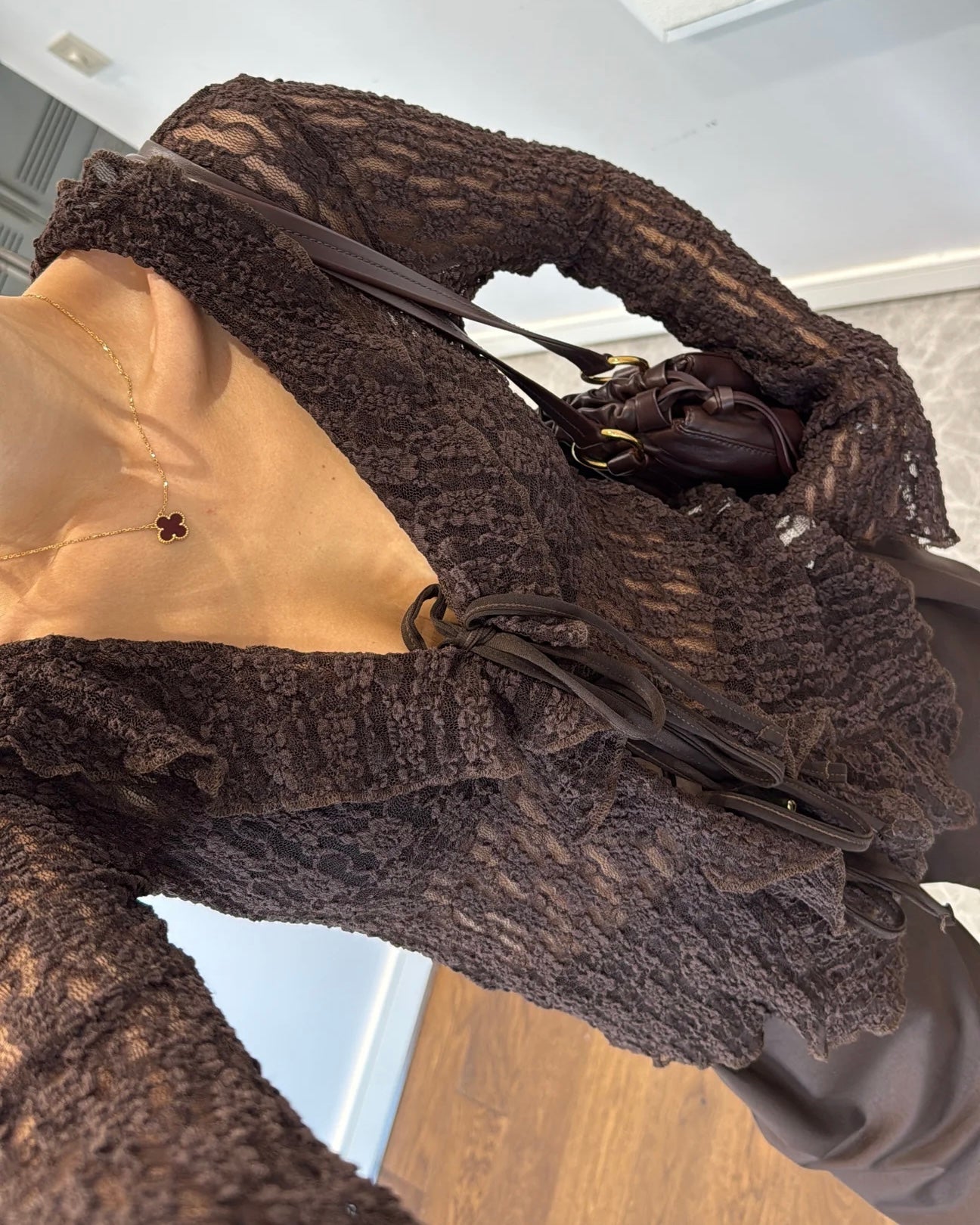 Brown Lace Top