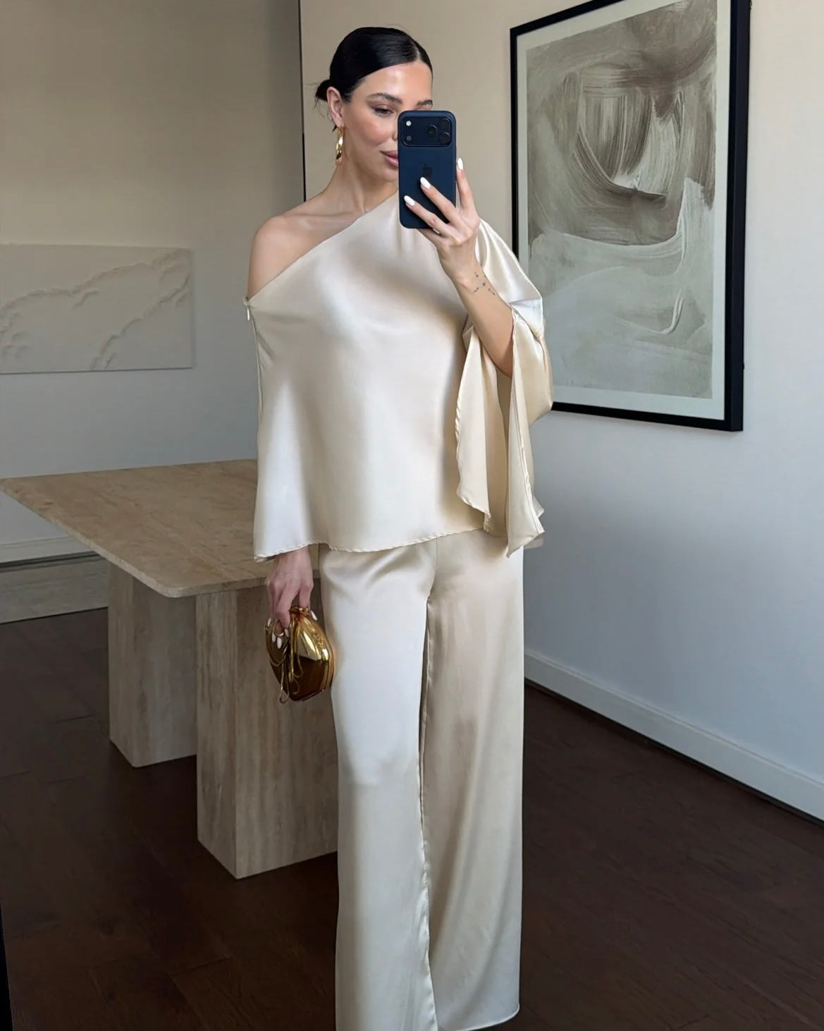 Off White Satin Set