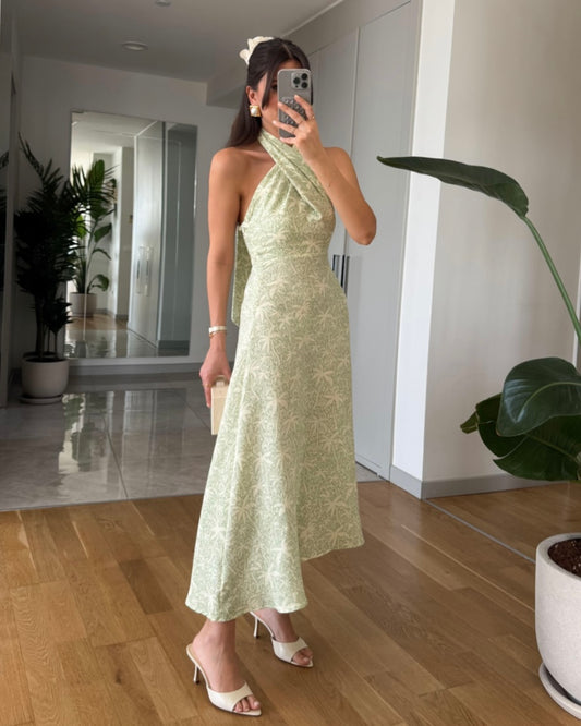 Light Green & White Dress