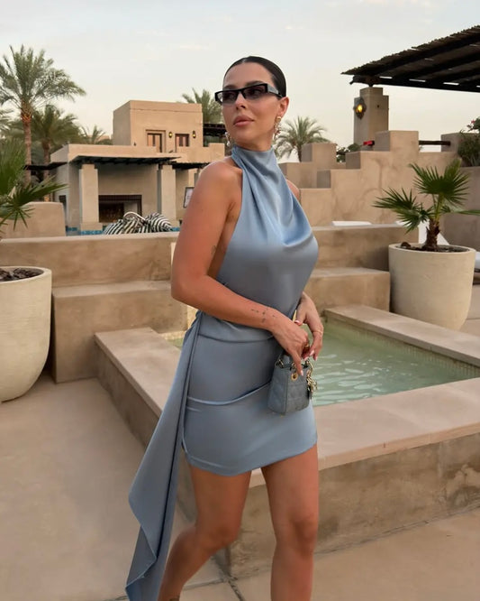 Blue Satin Dress