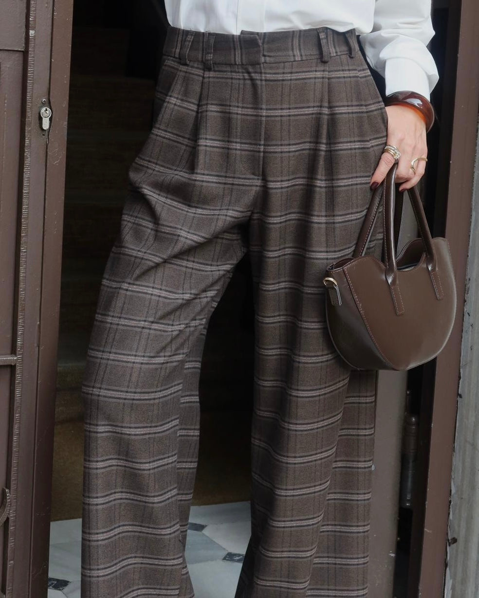 Brown Checkered Pants