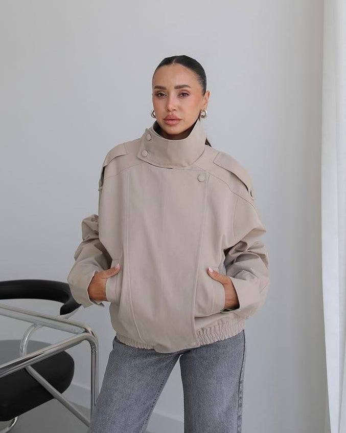 Beige Bomber Jacket