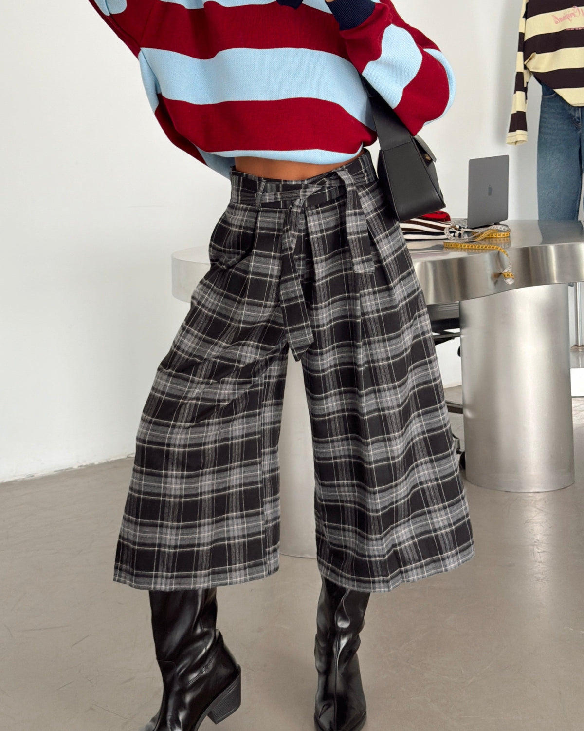 Checkered Baggy Bermuda Shorts
