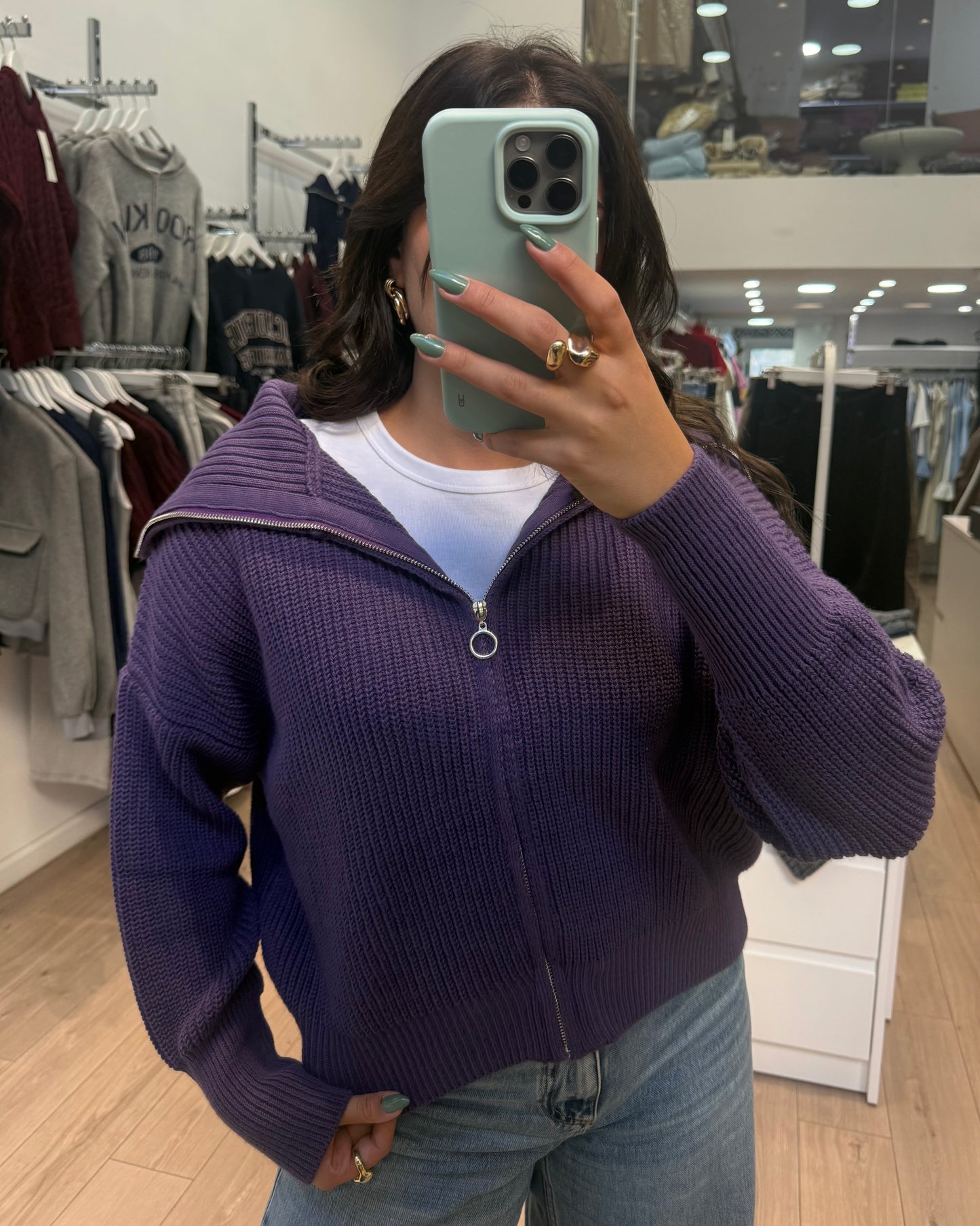 Purple Zip-Up Sweater