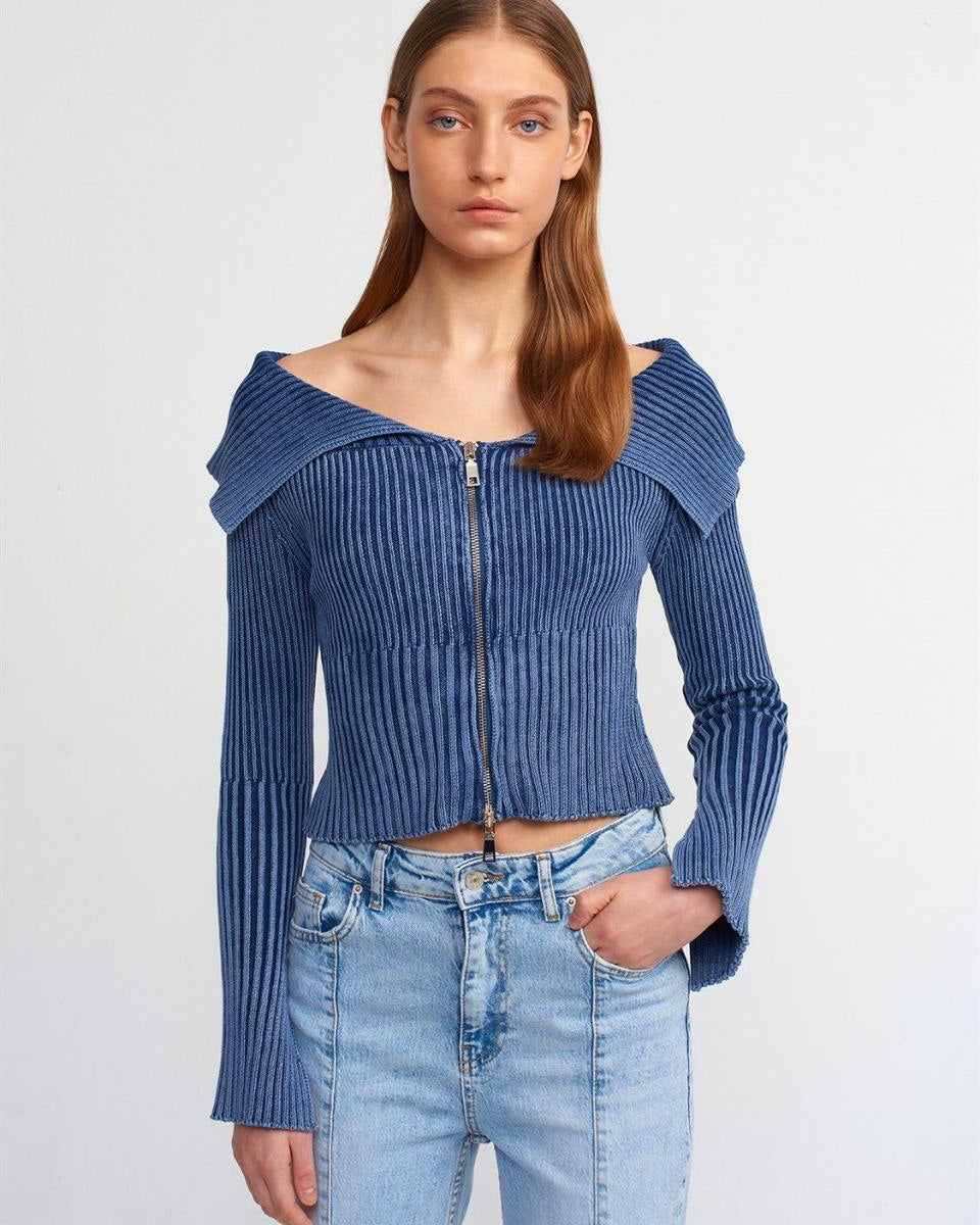 Blue Zipped Top
