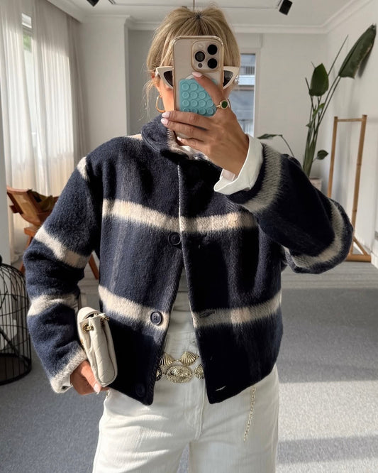 Navy Checkered Jacket