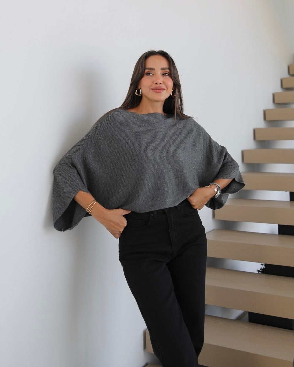Grey Flowy Top