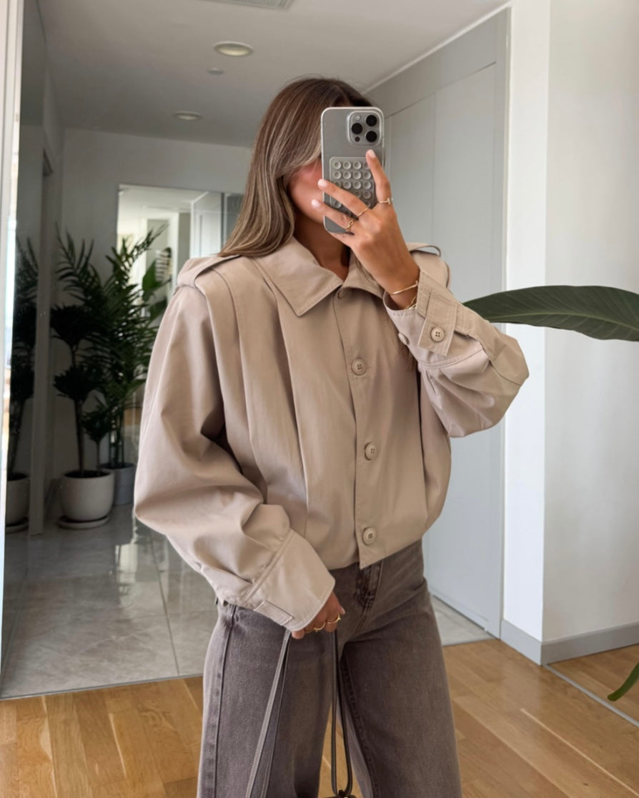 Beige Cropped Trench Coat