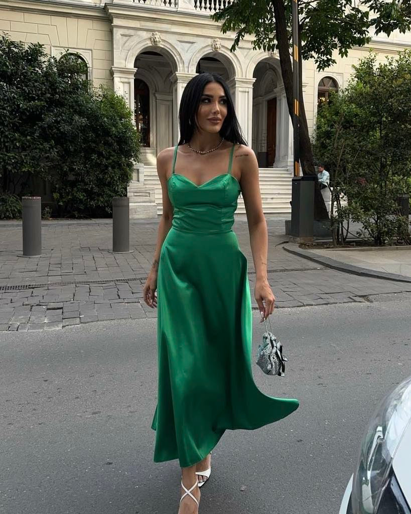 Satin Green Dress