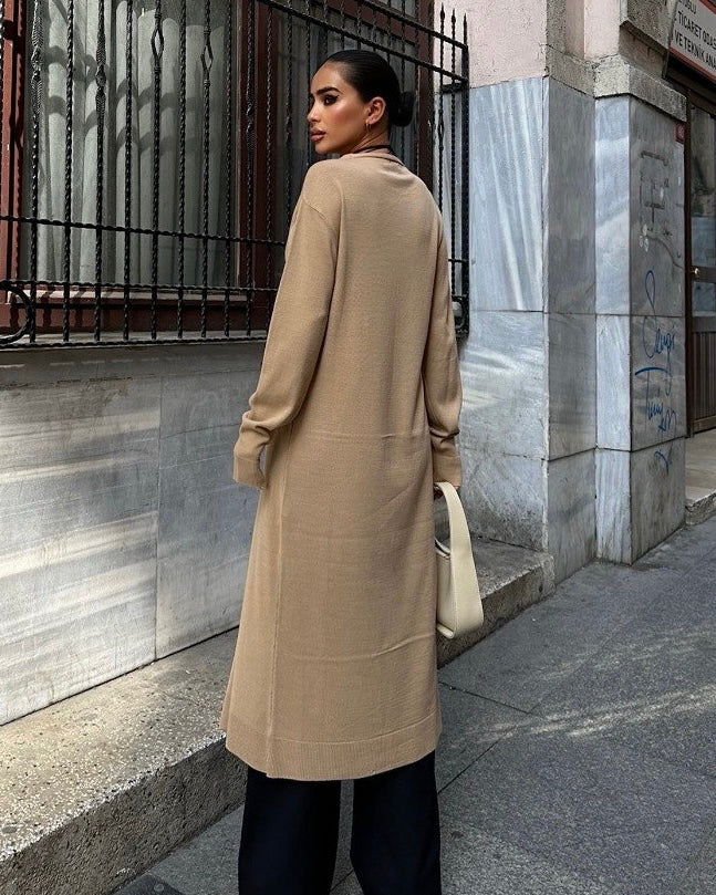 Beige Long Cardigan