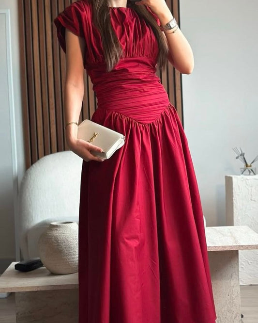 Drop Waisted Red Dress