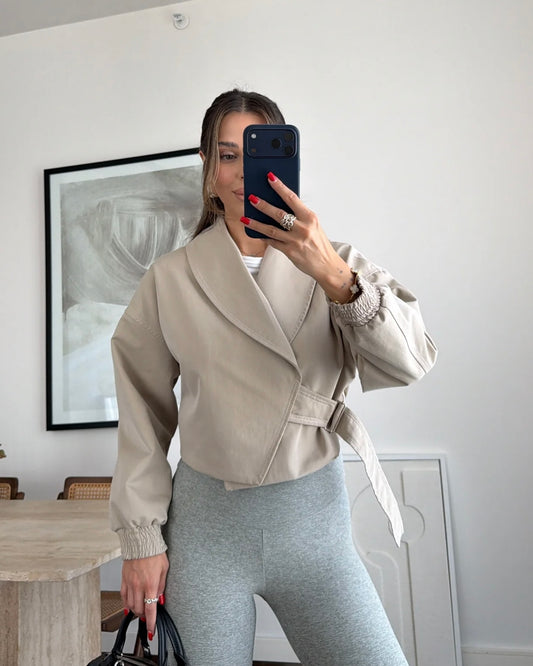 Beige Cropped Trench Coat