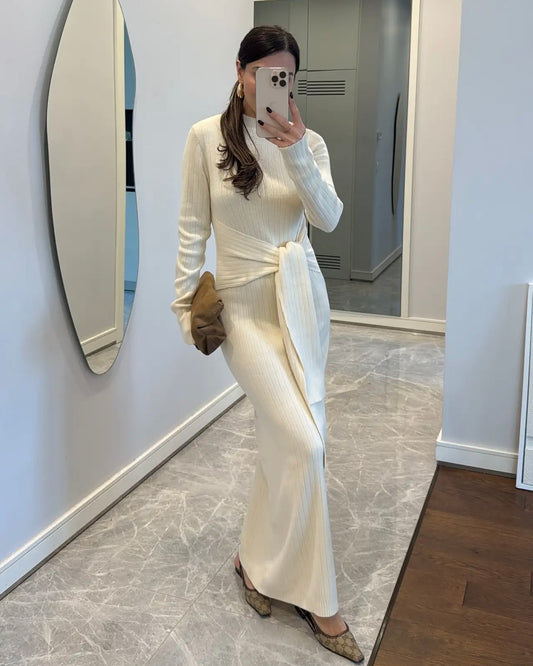 Off White Tied Dress