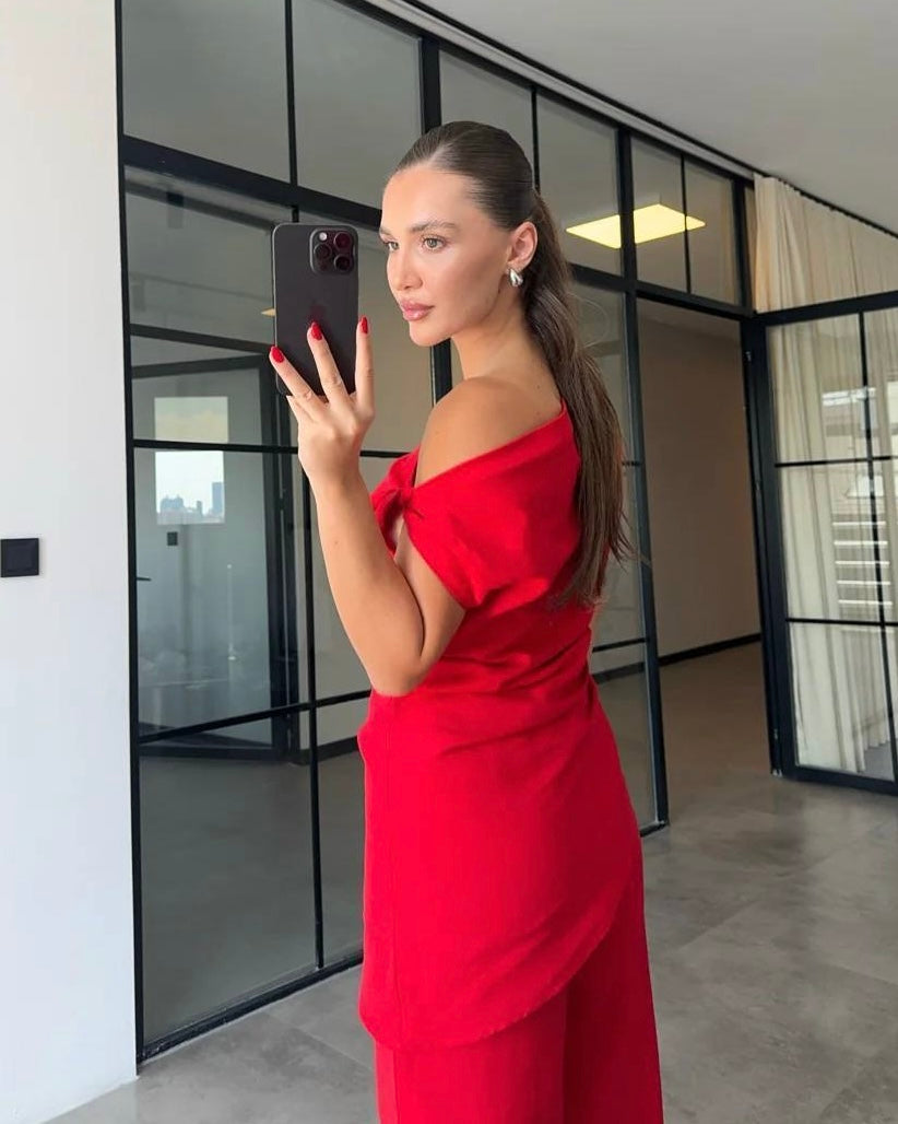 Red Linen Set