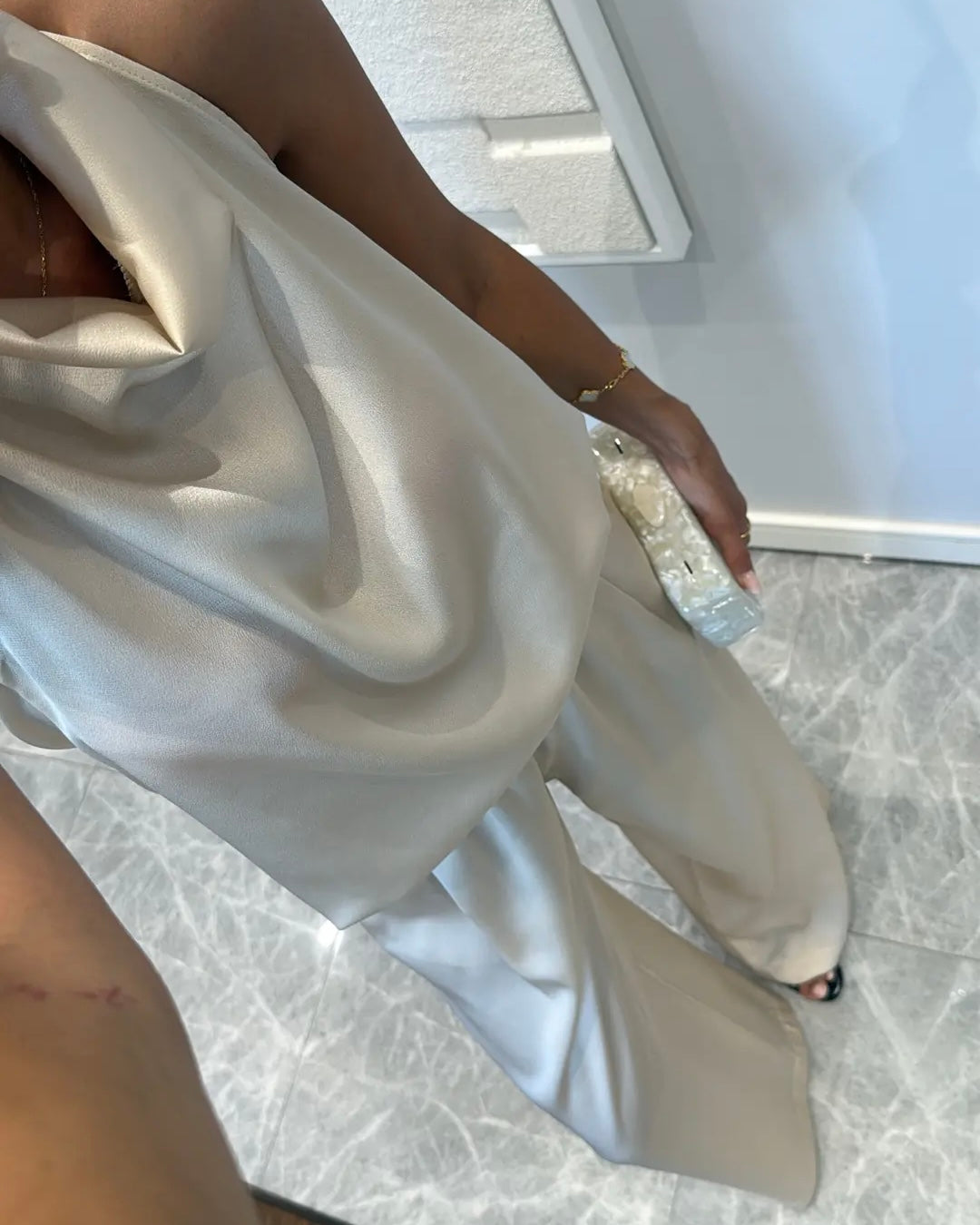 Off White Satin Set