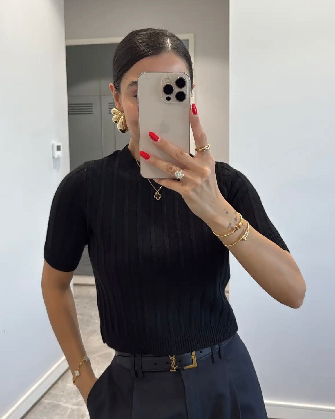 Black Knitted T-shirt