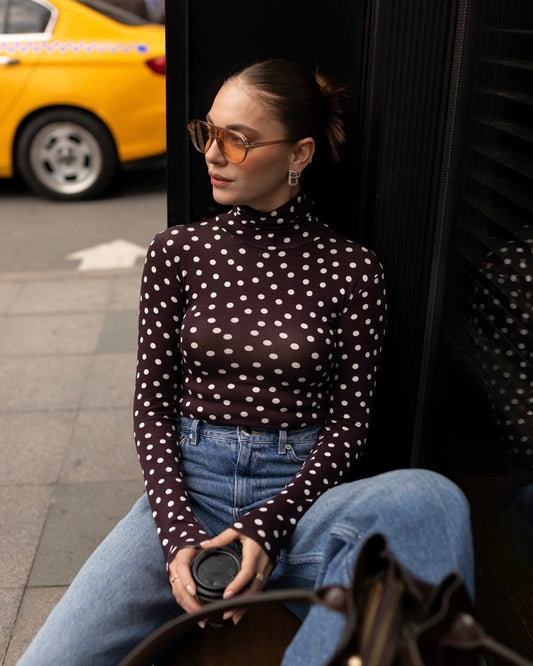 Brown Polka Dot Blouse