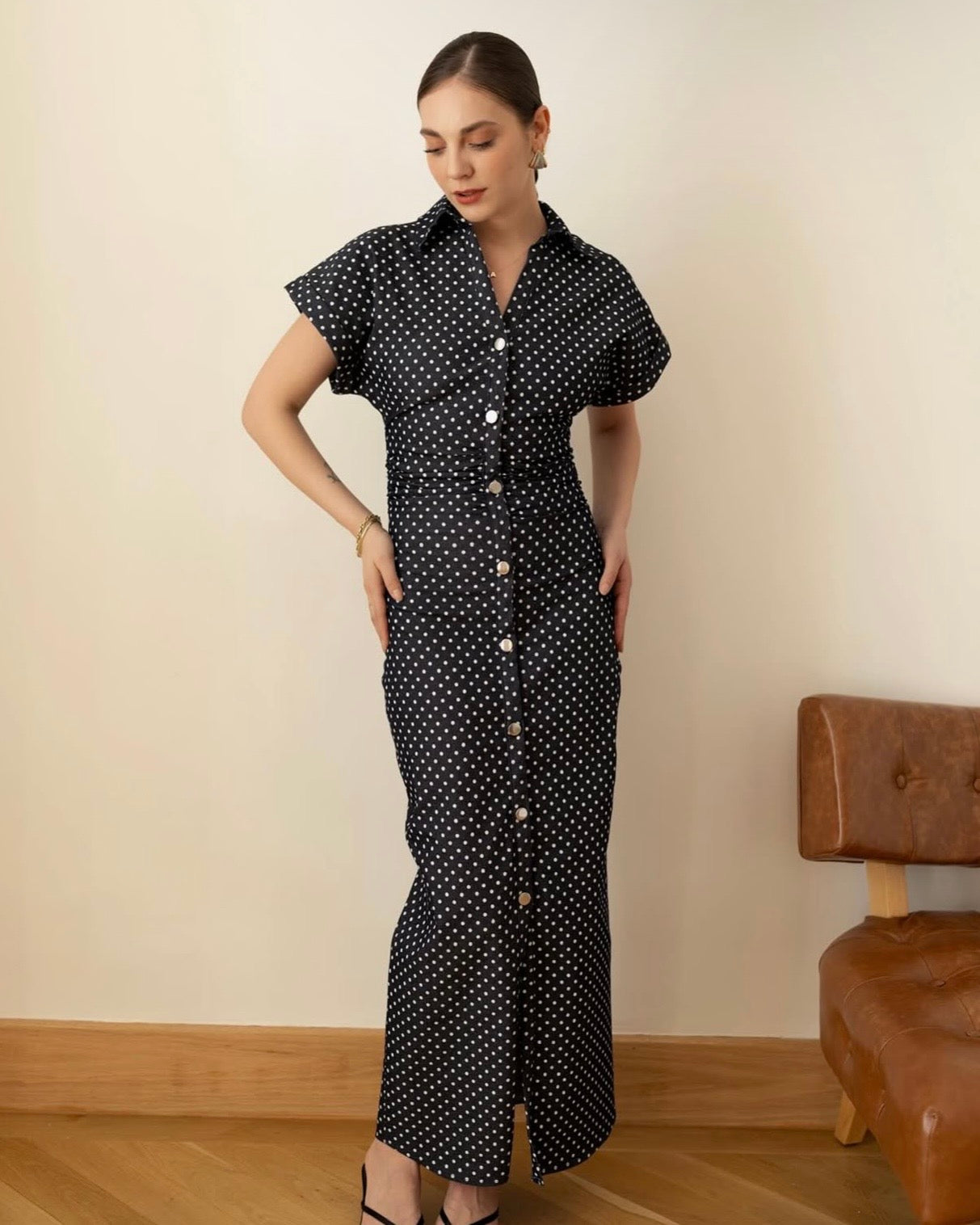 Polka Dot Denim Dress