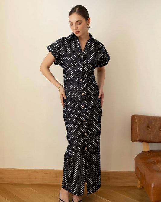 Polka Dot Denim Dress