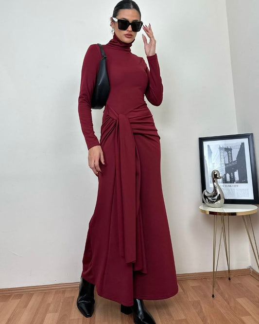 Burgundy Tied Dress