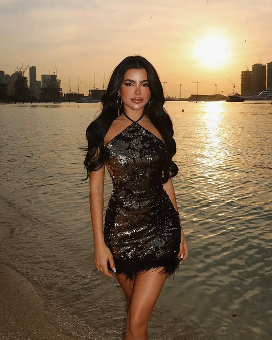 Black Mini Sequin Dress