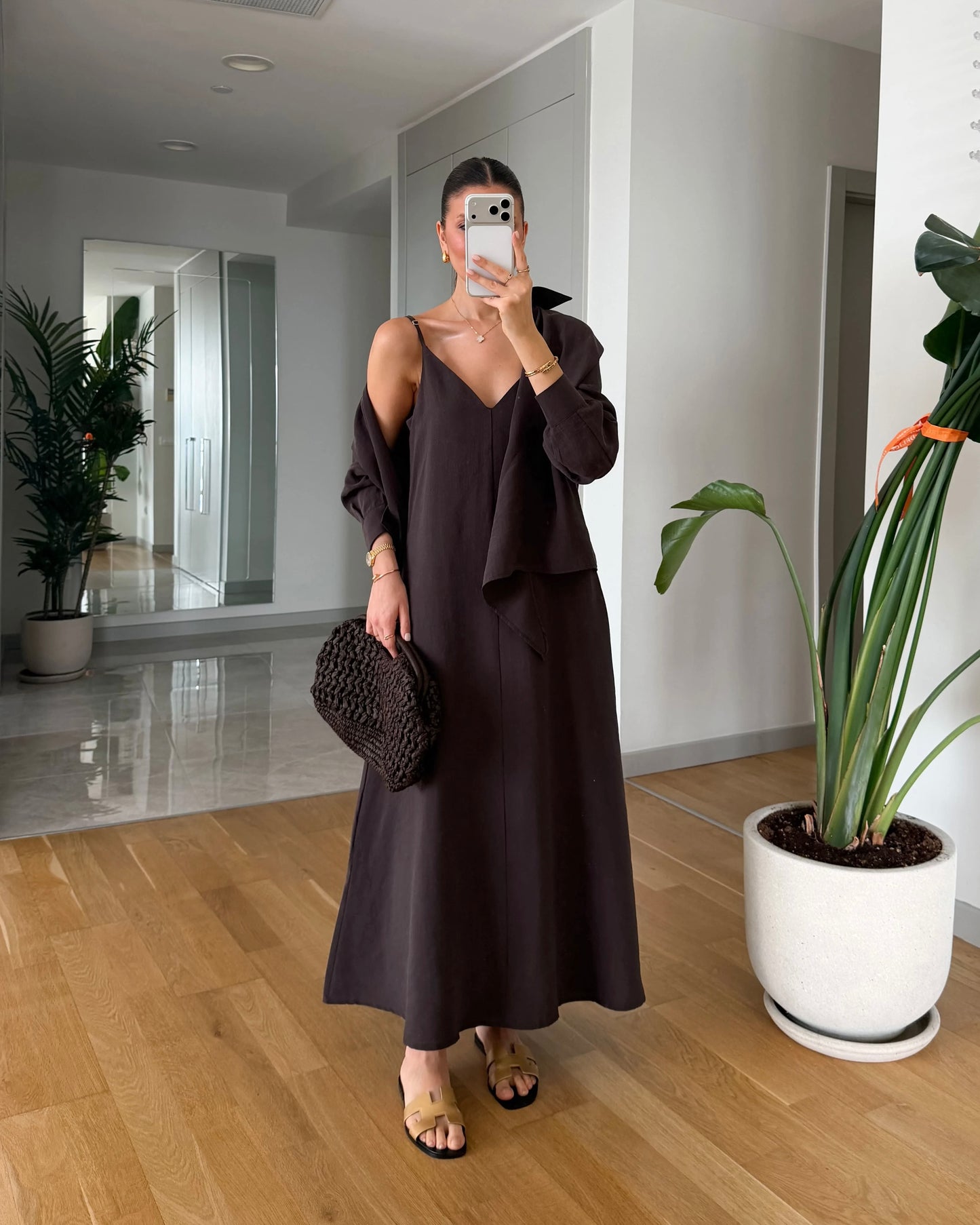 Brown Dress with Shirt